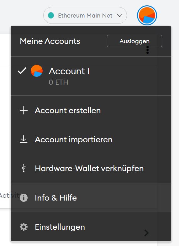 MetaMask Einstellungen MetaMask Einstellungen