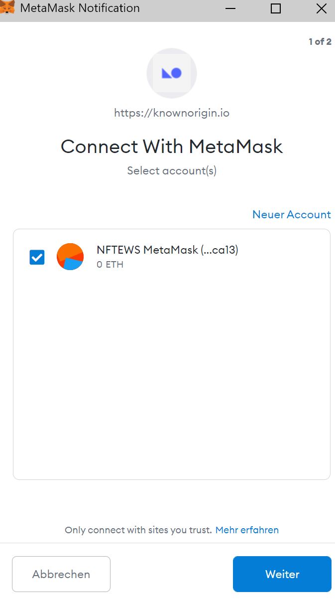 NFT kaufen auf Known Origin dritter Schritt