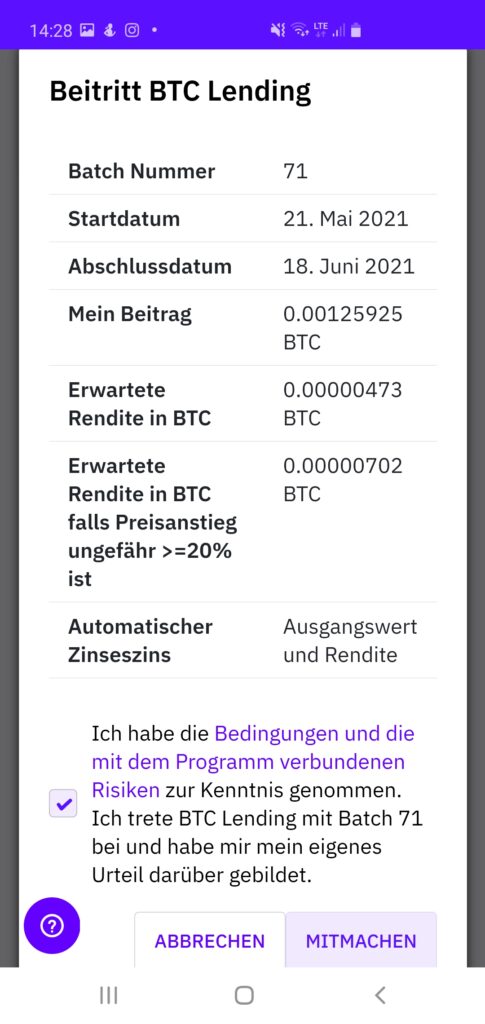 CakeDeFi Erfahrungen - Lending Einstellungen 2 CakeDeFi Erfahrungen - Lending Einstellungen 2