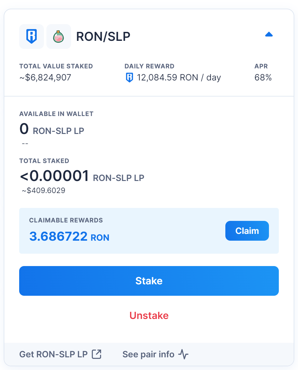 Ronin Staking Ronin Staking mit Ronin und SLP Token